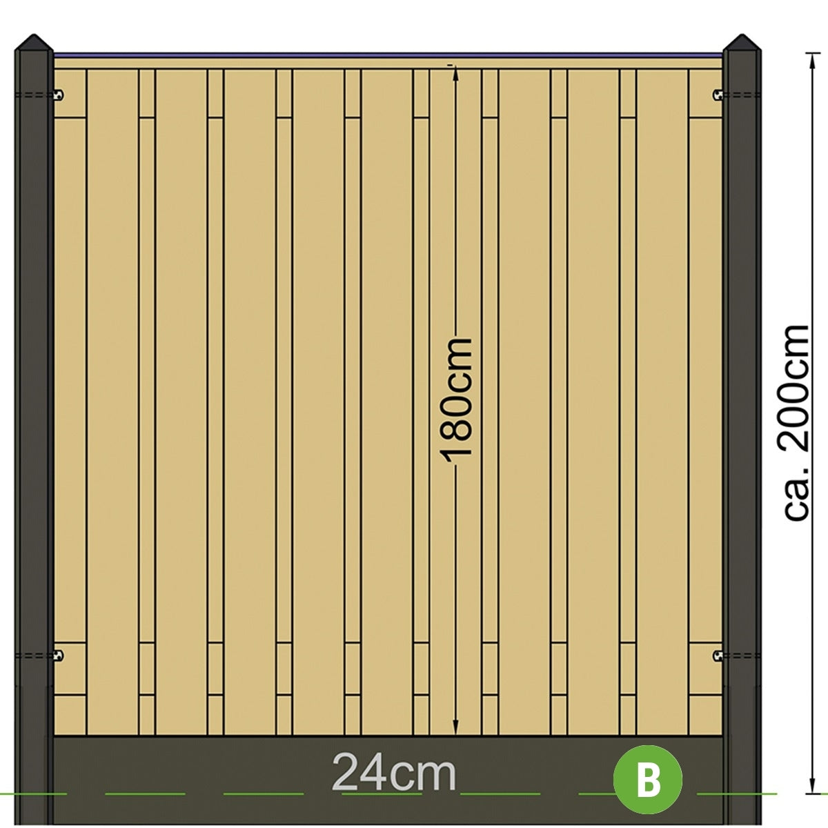 Jessel Concrete Fence Post Range - 10x10x280cm Grey
