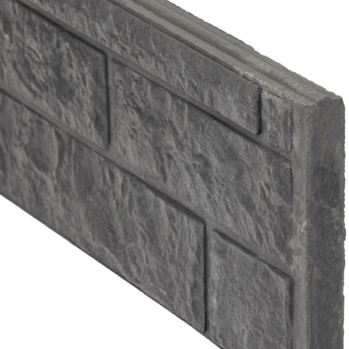 Rock Face Decorative Fence Panels 20cm - Charcoal