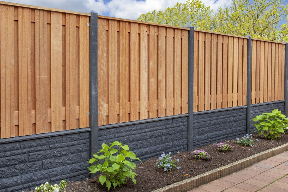 Rock Face Decorative Fence Panels 20cm - Charcoal