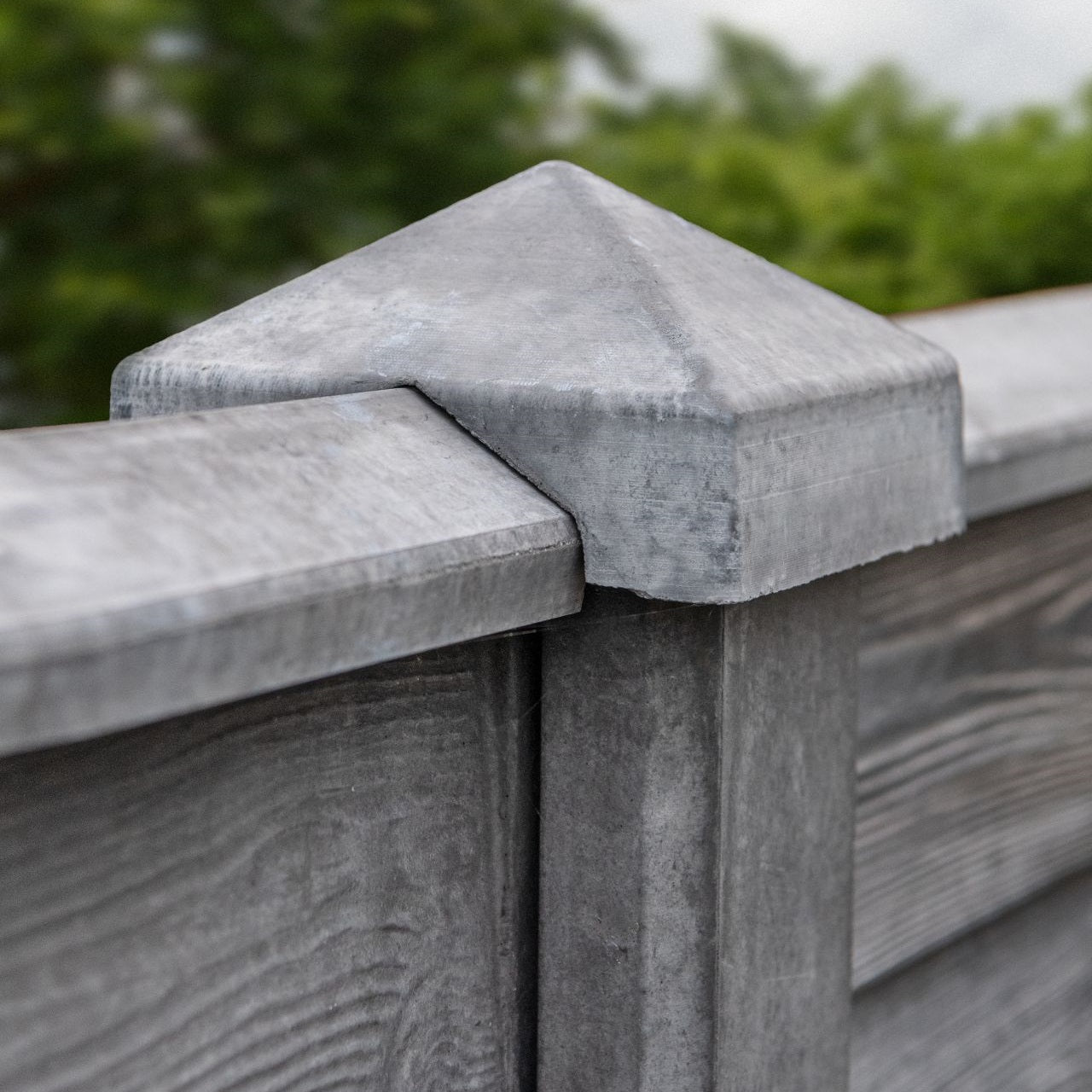 180cm Pyramid Fence Panel Capping Concrete Charcoal