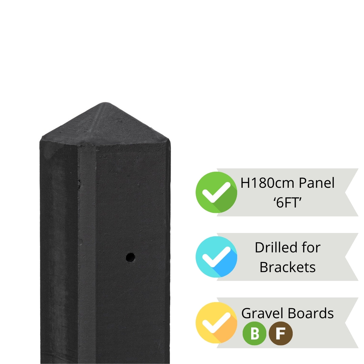 Sheil Concrete Fence Post Range 8.5x8.5x277cm Treated