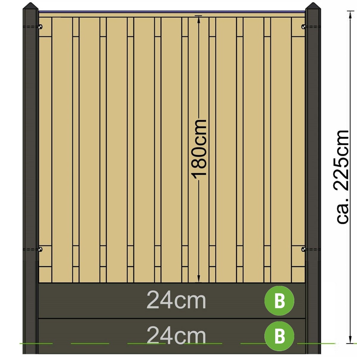 Extra Tall Jessel Fence Post Range - 10x10x308cm Grey