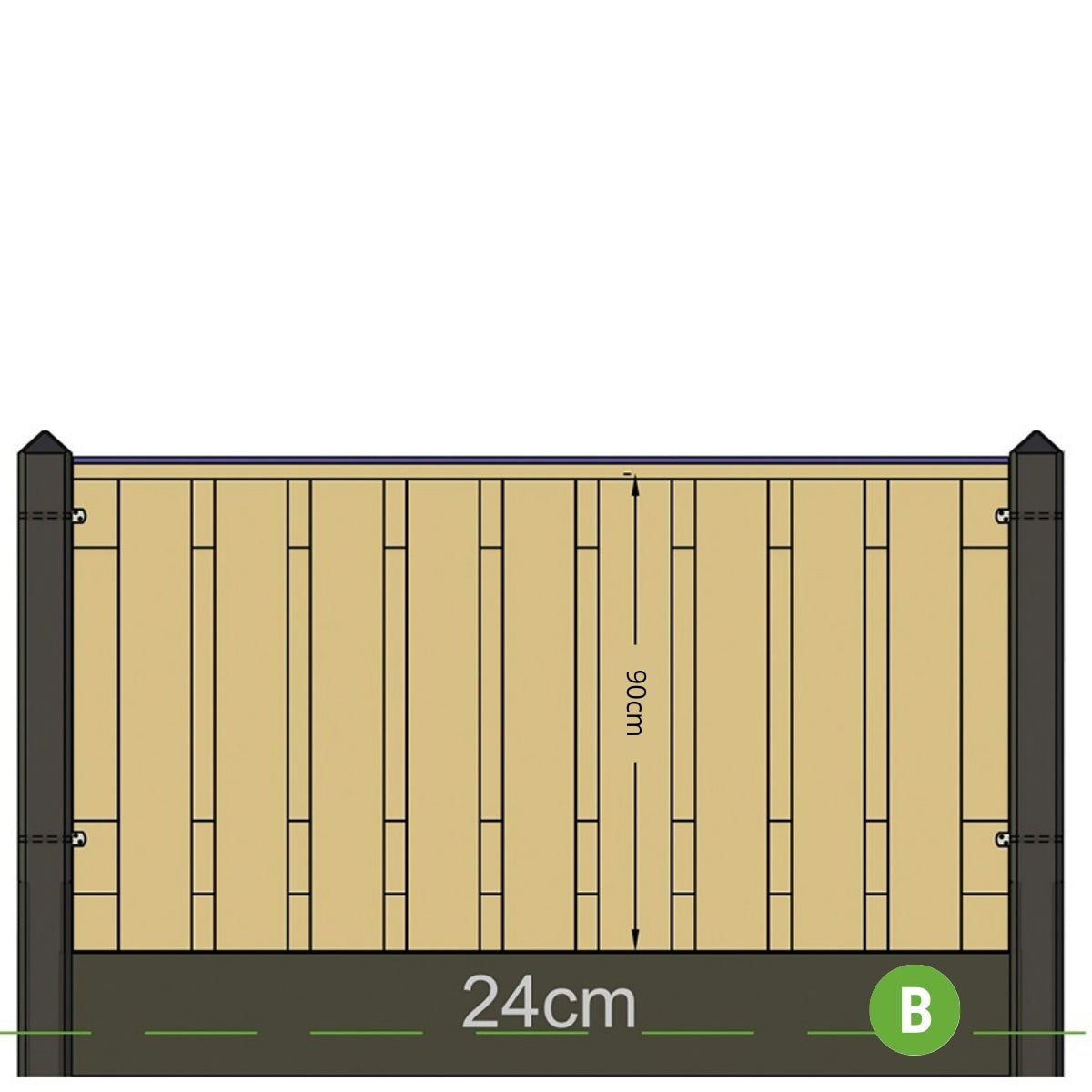 Jessel Fence Post Range - 10x10x190cm Charcoal