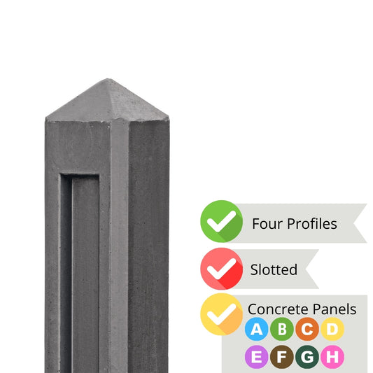 Hunze Retaining Concrete Fence Posts 10x10x145cm - Charcoal