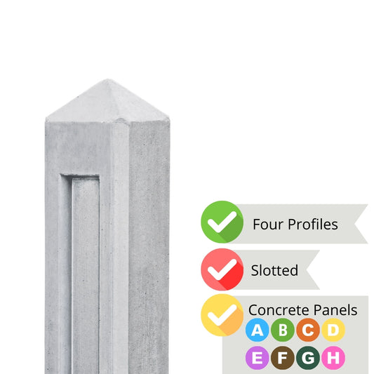 Hunze Retaining Concrete Fence Posts 10x10x145cm - Grey