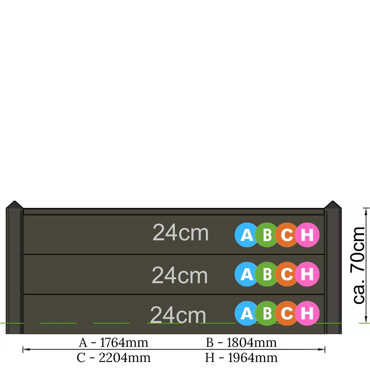 Hunze Retaining Concrete Fence Posts 10x10x145cm - Grey