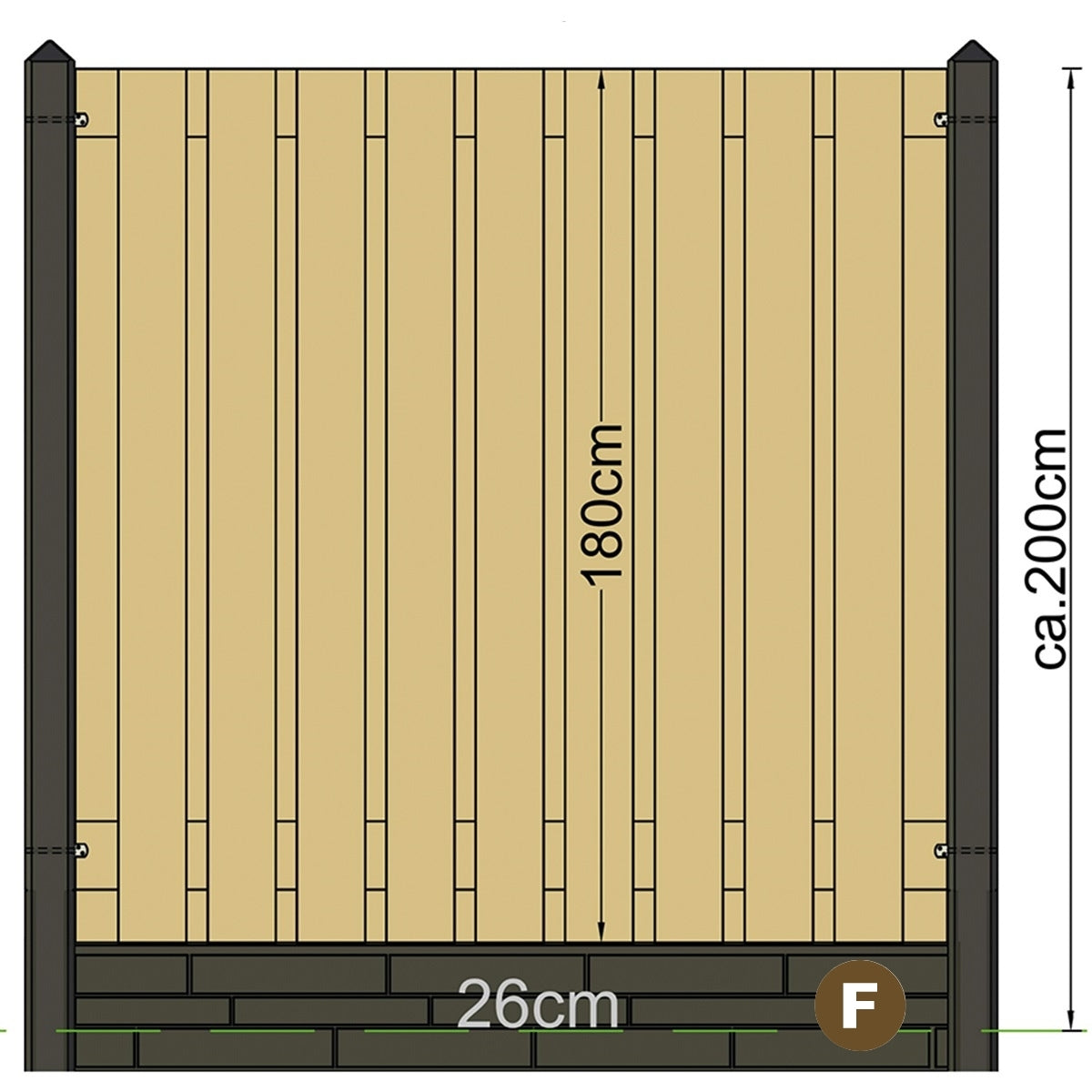 Jessel Concrete Fence Post Range - 10x10x280cm Charcoal