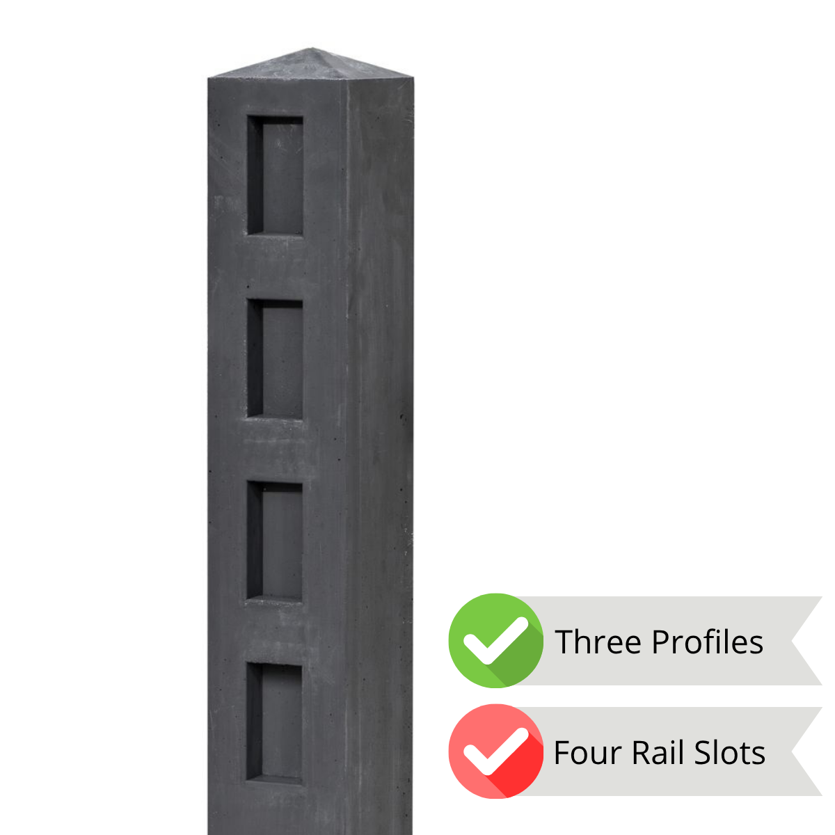 Concrete Post and Rail 13x13x120cm Charcoal