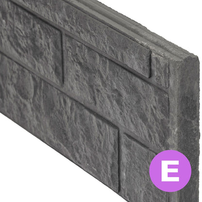 Rock Face Decorative Fence Panels 36cm - Charcoal