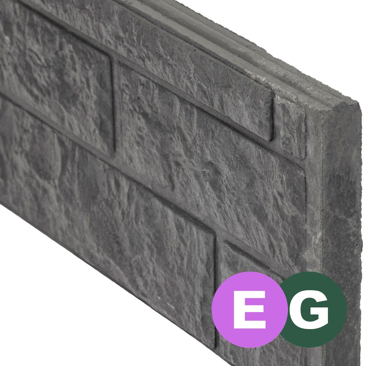 Rock Face Decorative Fence Panels 36cm - Charcoal