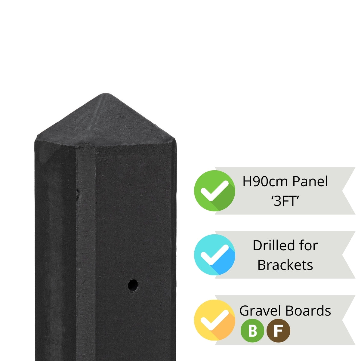 Sheil Concrete Fence Post Range 8.5x8.5x180cm Treated