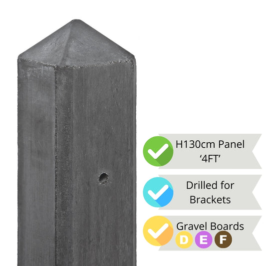 Concrete Fence Post Sky Range - 10x10x280cm Charcoal