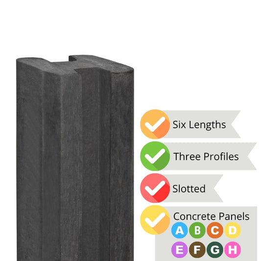 Reest Slotted Fence Post Range - 11.5x11.5cm - Charcoal