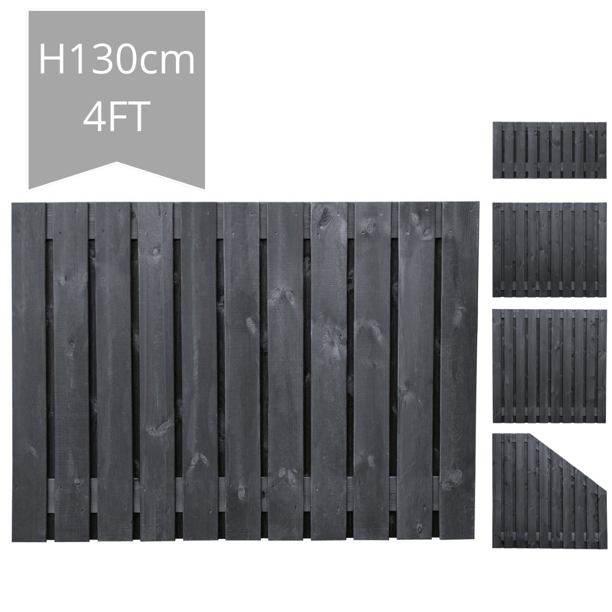 Stuttgart Fence Panel Black H130xW180cm - Double Sided