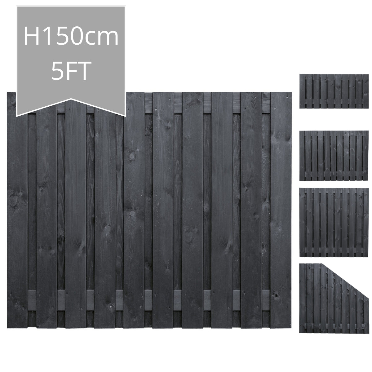 Stuttgart Fence Panel Black H150xW180cm - Double Sided