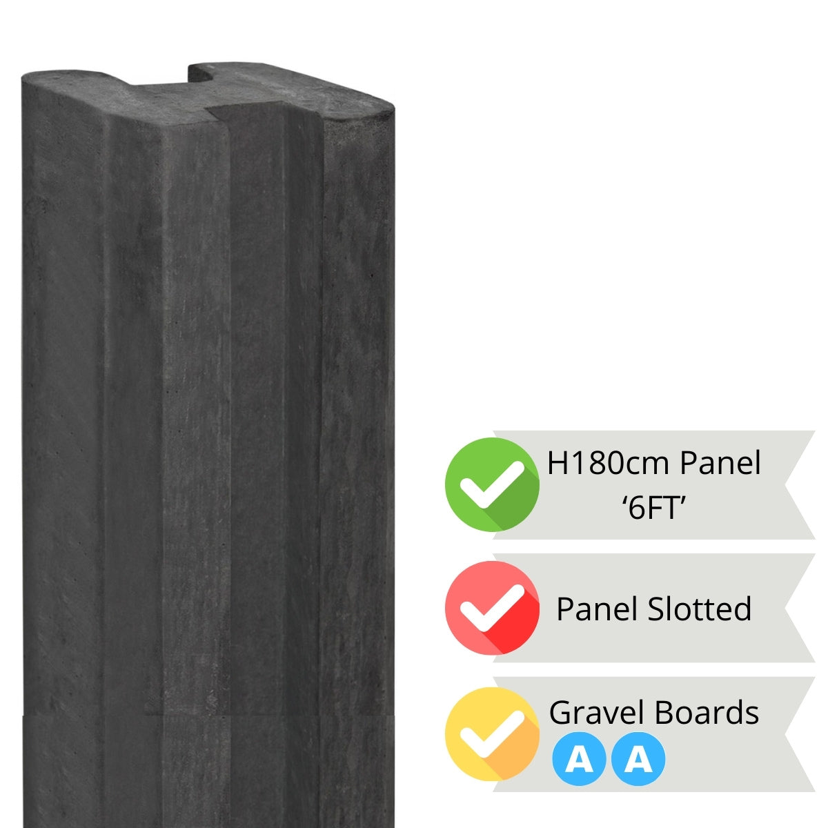 Fence Post Extra Tall Vetch Range - 10x10x294cm Charcoal